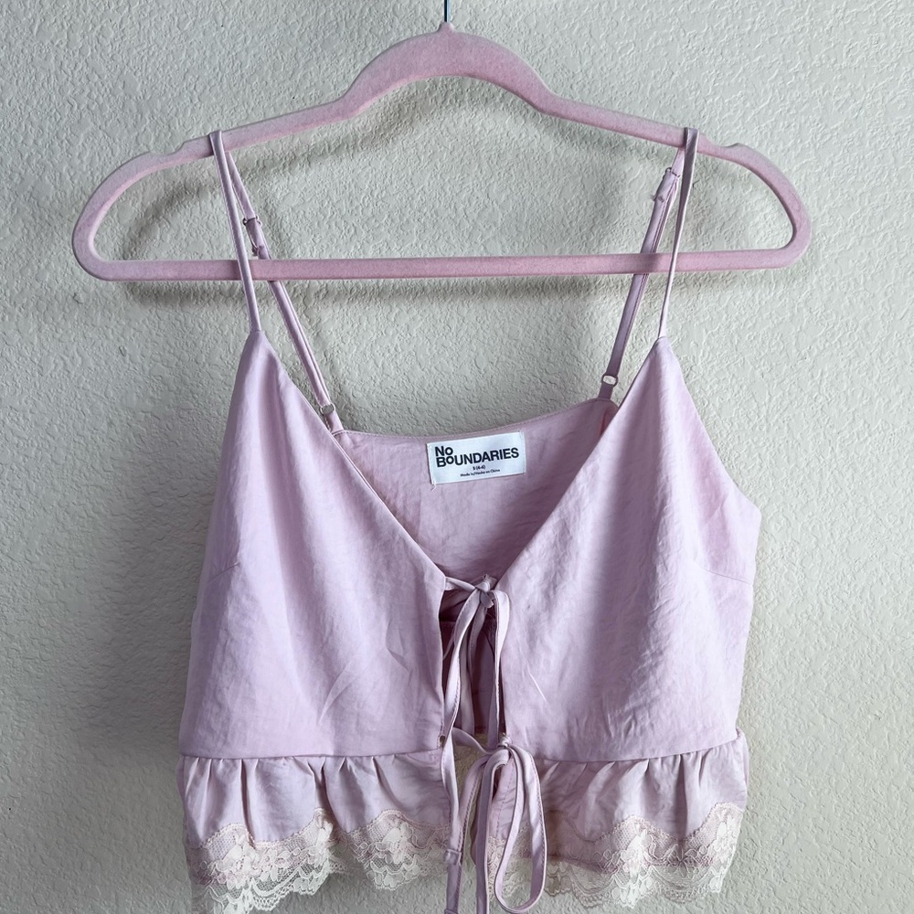 No Boundaries Pink Lace Trim Cami